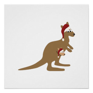 Cute Christmas Kangaroos Poster