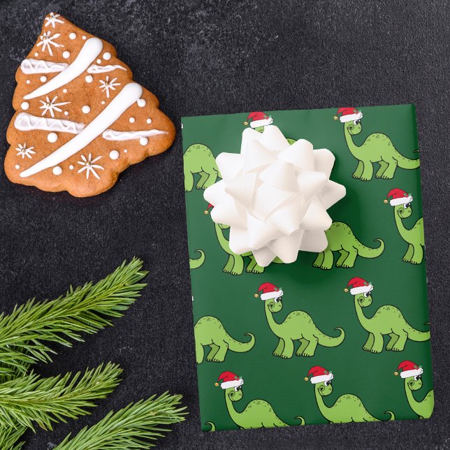 Cute Christmas Kids Dinosaur Santa Wrapping Paper Sheet (Creator Uploaded)