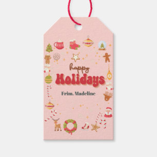 Cute christmas kids holiday party invitation gift tags