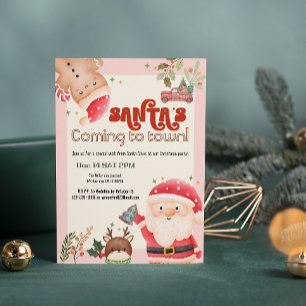 Cute christmas kids Santa holiday party invitation