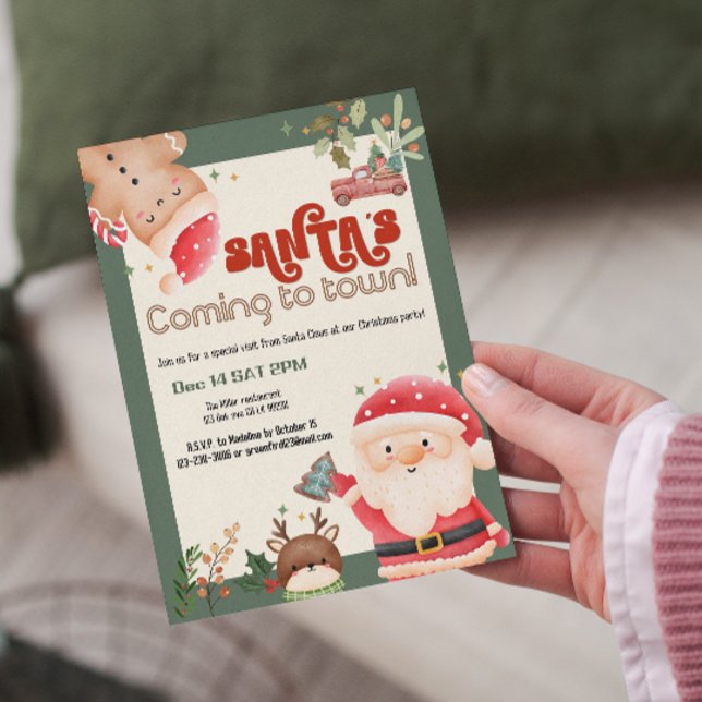 Cute christmas kids Santa holiday party invitation (Creator Uploaded)