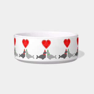 Cute Christmas Kissing Seals Bowl