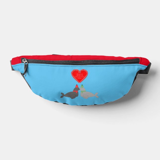 Cute Christmas Kissing Seals Bum Bags (Lay Down)