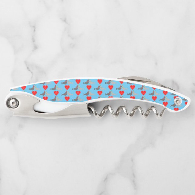 Cute Christmas Kissing Seals Custom Corkscrew (Front)