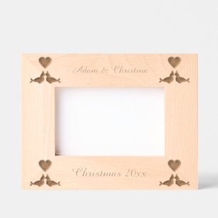 Cute Christmas Kissing Seals Custom Etched Frames