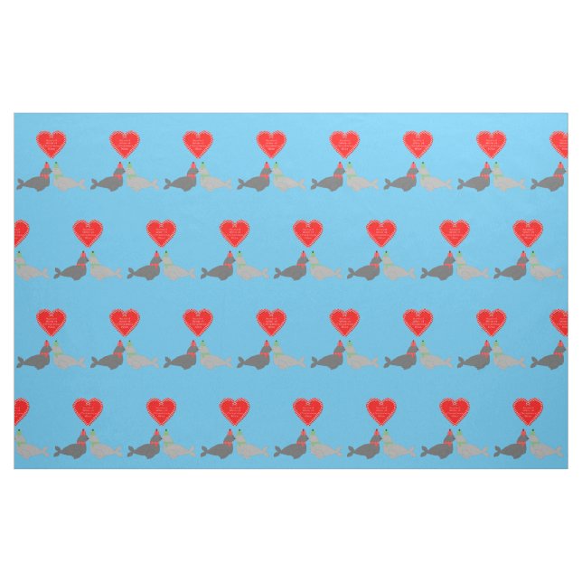 Cute Christmas Kissing Seals Fabric (Fat Quarter)