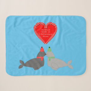 Cute Christmas Kissing Seals Sherpa Blanket