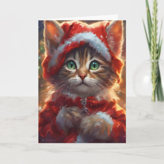 Cute Christmas Kitten Art card