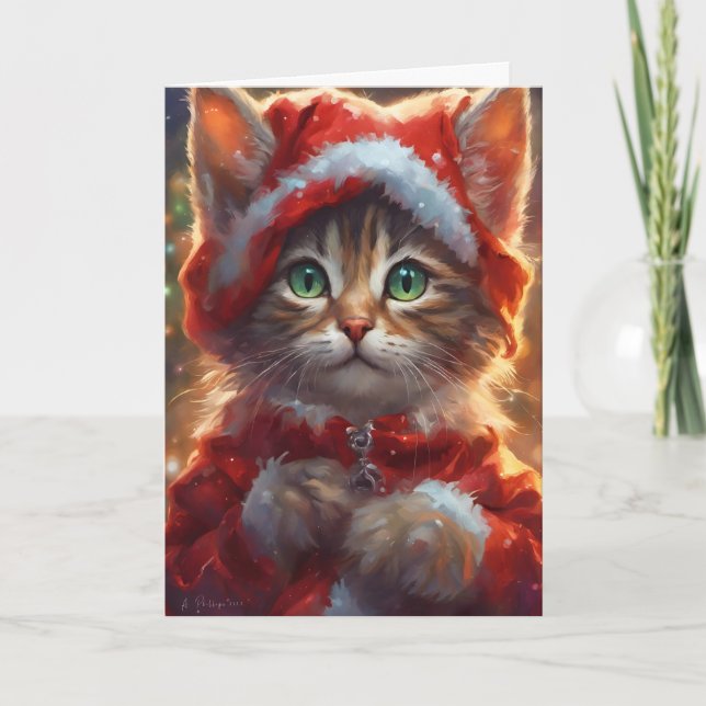 Cute Christmas Kitten Art card (Front)