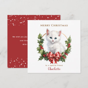 Cute Christmas Kitten Cat Lover Christmas Card