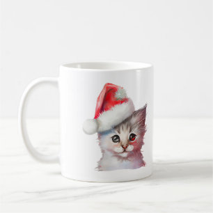 Cute Christmas Kitten Coffee Mug Holiday Cat Lov
