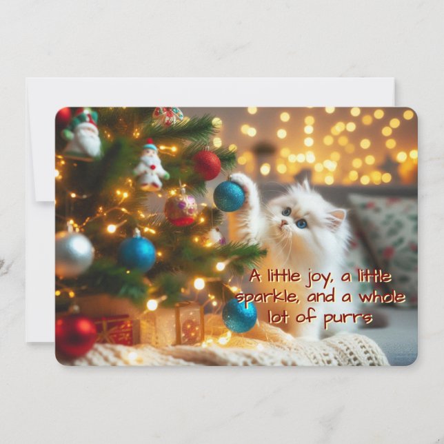 Cute Christmas Kitten Greeting Card (Front)