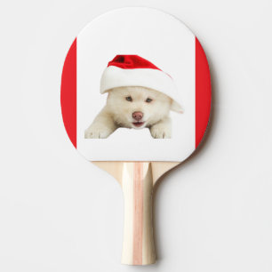 Cute Christmas Kitten & Heart Line Art Ping Pong Paddle