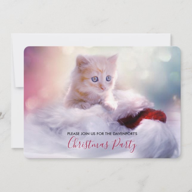 Cute Christmas Kitten Party Invite (Front)