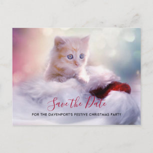 Cute Christmas Kitten Party Save the Date Postcard