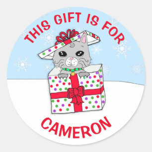 Cute Christmas Kitten Personalised Gift Tag