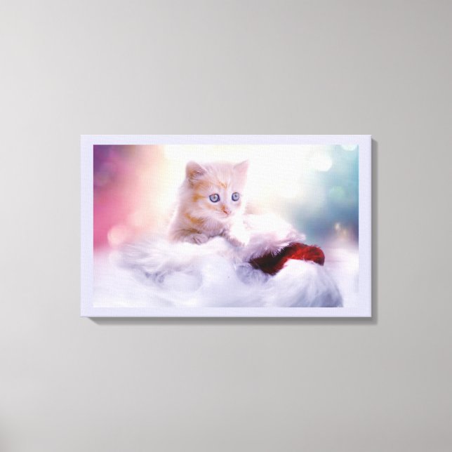 Cute Christmas Kitten Photograph Canvas Print (Front)