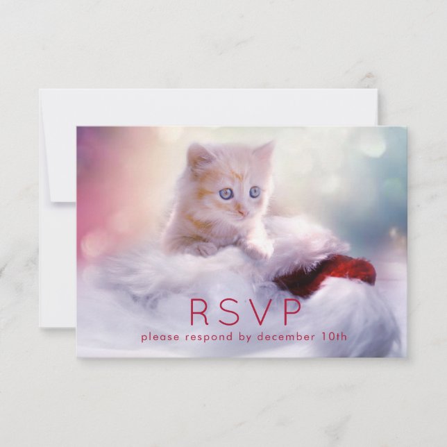 Cute Christmas Kitten RSVP Card (Front)