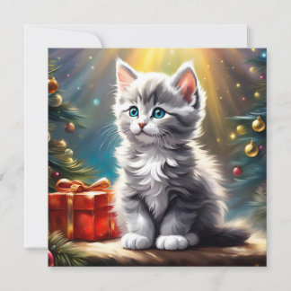 Cute Christmas Kitten Square Card