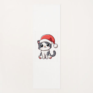 Cute Christmas kitten wearing Santa hat Yoga Mat