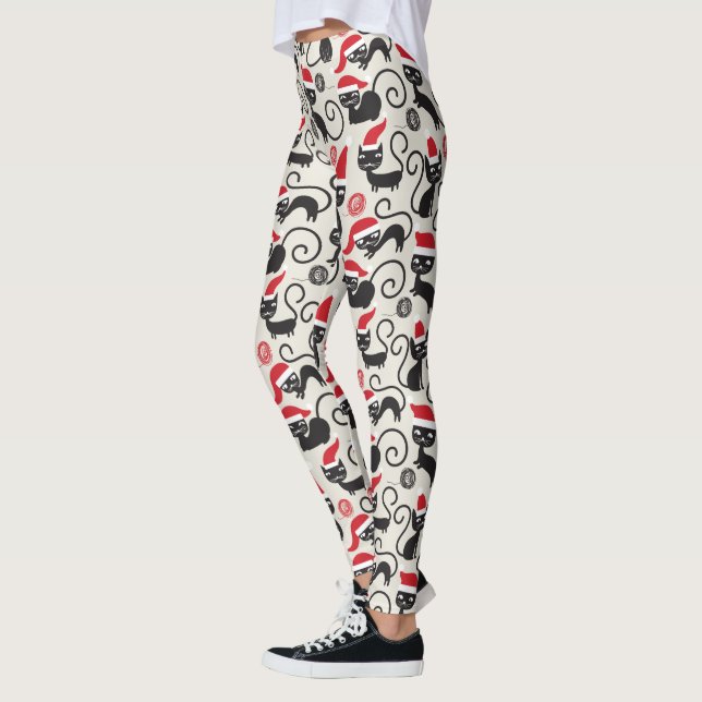 Cute Christmas Kittens Print Leggings (Left)