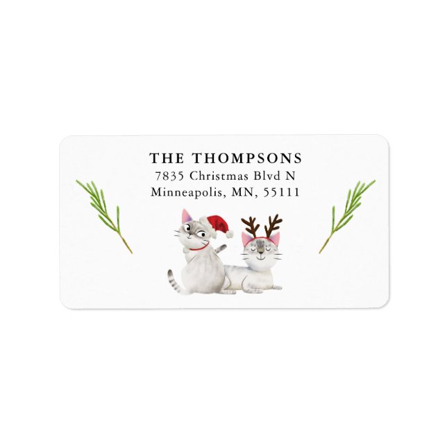 Cute Christmas Kitty Cat Return Address Label (Front)