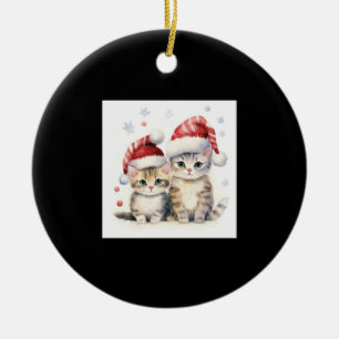 Cute Christmas Kitty Ceramic Tree Decoration