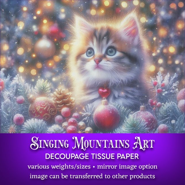 Cute Christmas Kitty Craft Decoupage Tissue Paper (Creator Uploaded)