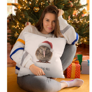 Cute Christmas Kiwi, custom Cushion
