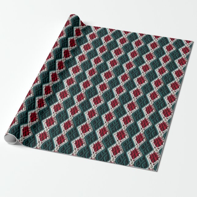 Cute Christmas Knit Pattern Wrapping Paper (Unrolled)