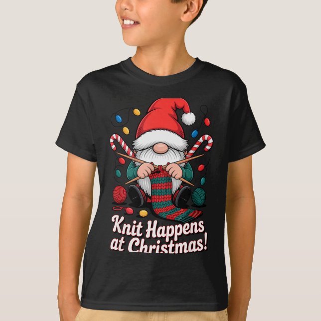 Cute Christmas Knitting Gnome Yarn Xmas For Men Wo T-Shirt (Front)