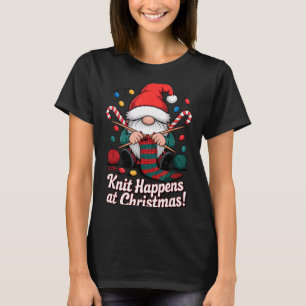Cute Christmas Knitting Gnome Yarn Xmas For Men Wo T-Shirt