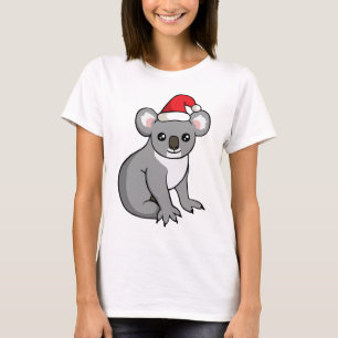 Cute Christmas Koala in Santa Hat Drawing Shirt