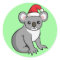 Cute Christmas Koala in Santa Hat Drawing Stickers