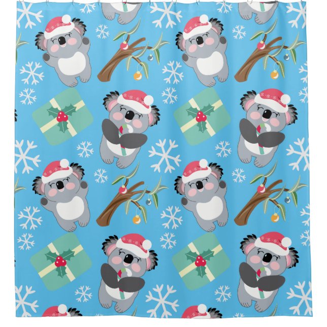 Cute Christmas Koala Shower Curtain (Front)