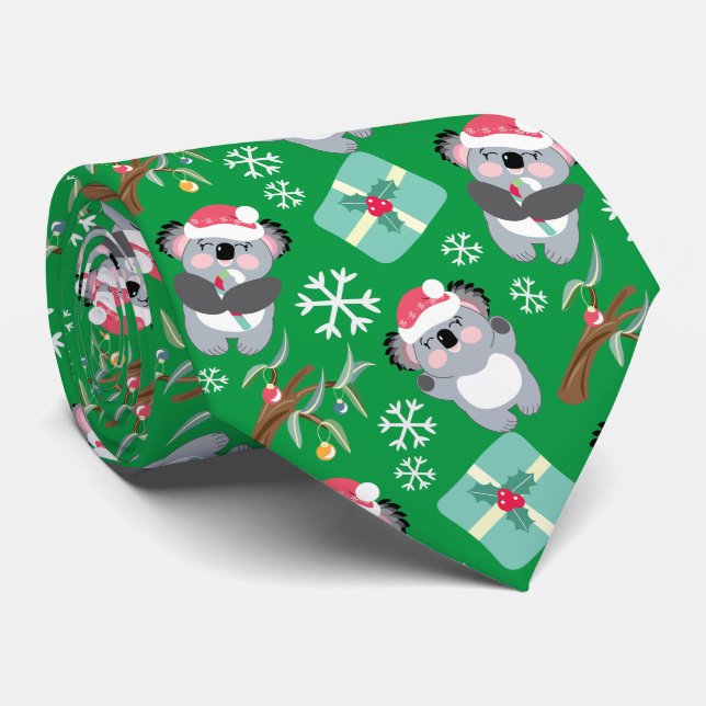 Cute Christmas Koala Tie (Rolled)