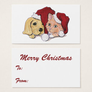 Cute Christmas Labrador Puppy and Orange Tabby