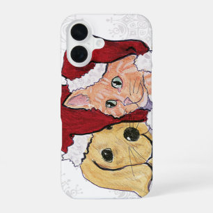 Cute Christmas Labrador Puppy and Orange Tabby iPhone 16 Case