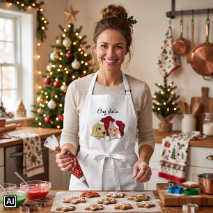 Cute Christmas Labrador Puppy and Orange Tabby Standard Apron