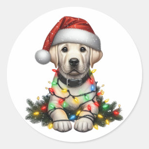 Cute Christmas Labrador Retriever Classic Round Sticker