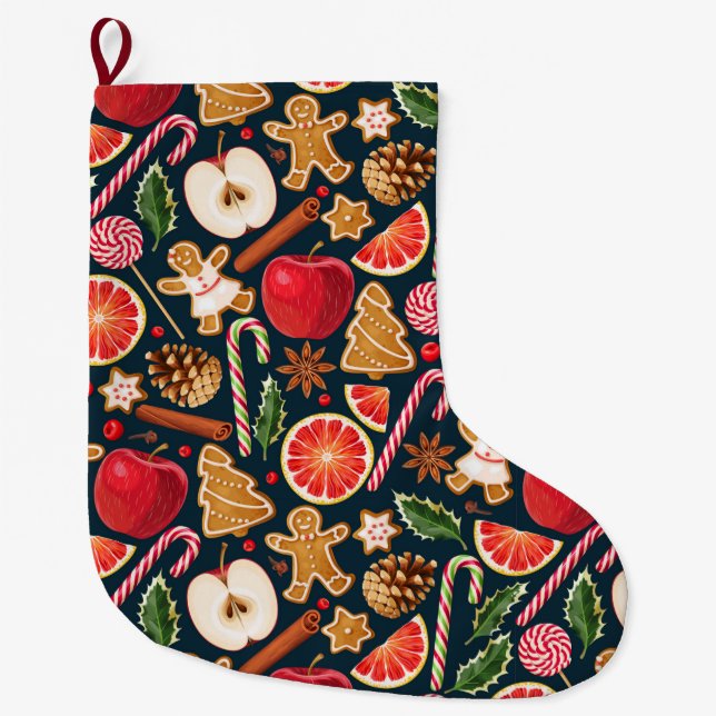 Cute Christmas Large Christmas Stocking (Front)