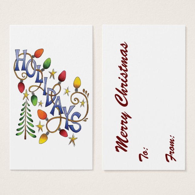 Cute Christmas, Lights and Stars with Holiday Text (Front & Back)