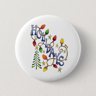 Cute Christmas, Lights and Stars with Holiday Text 6 Cm Round Badge