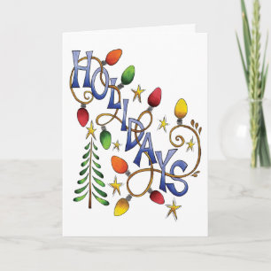 Cute Christmas, Lights and Stars with Holiday Text Card
