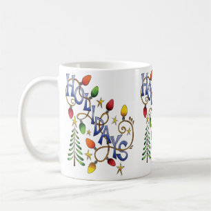Cute Christmas, Lights and Stars with Holiday Text Coffee Mug