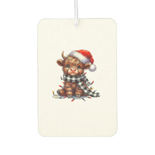 Cute Christmas Lights Highland Cow Funny Christmas Car Air Freshener