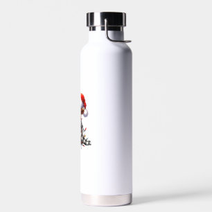 Cute Christmas Lights Highland Cow Funny Christmas Water Bottle
