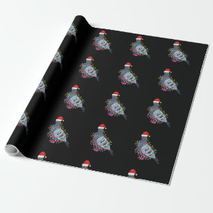 Cute Christmas Lights Pigeon Wearing Xmas Hat - Pi Wrapping Paper