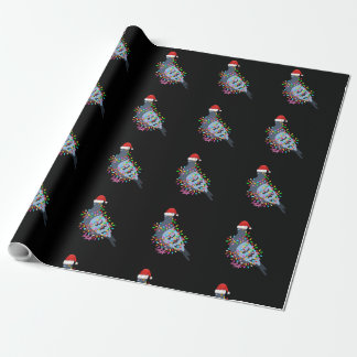 Cute Christmas Lights Pigeon Wearing Xmas Hat - Pi Wrapping Paper