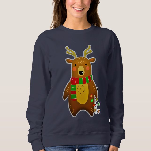Cute Christmas Lights Reindeer Sweatshirt (Front)